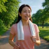 ap000014 | 朝の公園をウォーキングする女性のリラックス風景【フリー素材】