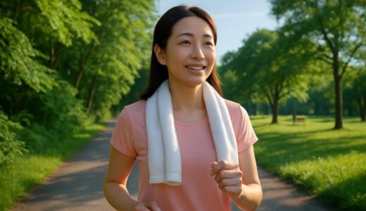 ap000014 | 朝の公園をウォーキングする女性のリラックス風景【フリー素材】