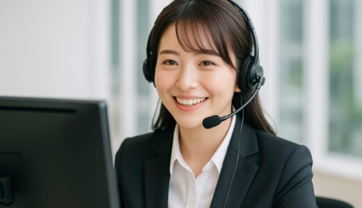 ap000016 | コールセンターで対応する爽やかな日本人女性オペレーター【フリー素材】