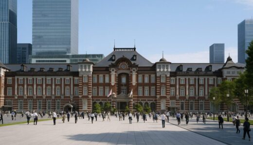 ap000025 | 東京駅丸の内駅舎と行き交う人々の風景【フリー素材】