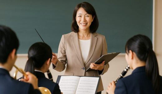 先生・教師 フリー素材 | 高校の吹奏楽部で指導する40代日本人女性教師【ap000084】