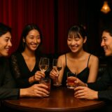 テーブルを囲いお酒を飲みながら会話を楽しむキャバクラでの一時