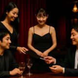 ラウンジで会計をする男女4人のグループ【ap000100】